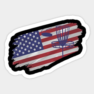 Disk Golf American Flag Sticker